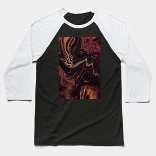 Lush abstract pattern, in gold and crimson paint texture Baseball T-Shirt